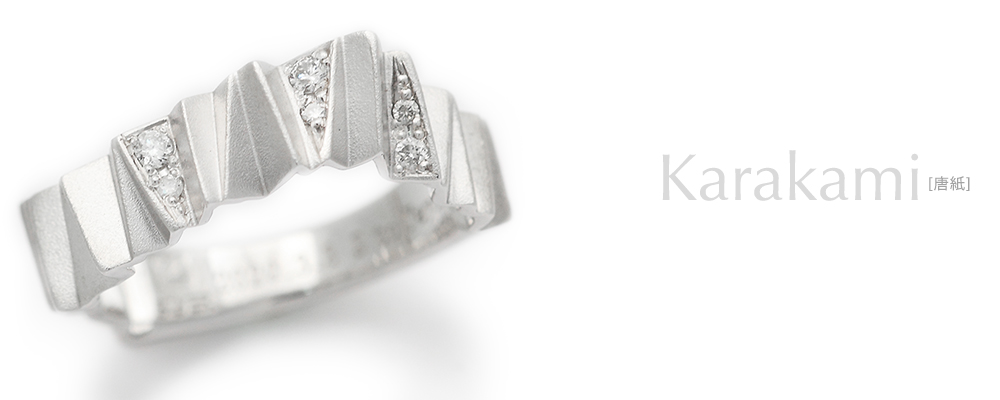 唐紙 Karakami Sterling Silver Diamonds Ring / modern contemporary japanese designers jewelry SHINKO STUDIO