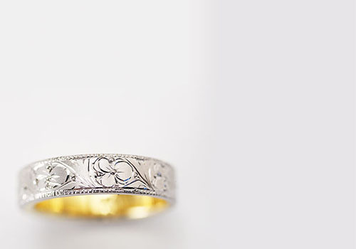 Yu[結]- Pt900・K18 Japanese Engraving Ring | SHINKO STUDIO