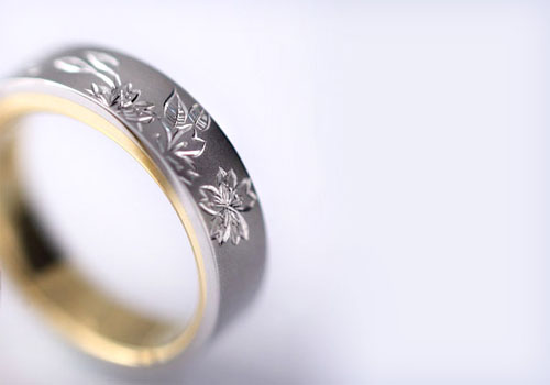 Yu[結]- Pt900・K18 Japanese Engraving Ring | SHINKO STUDIO 