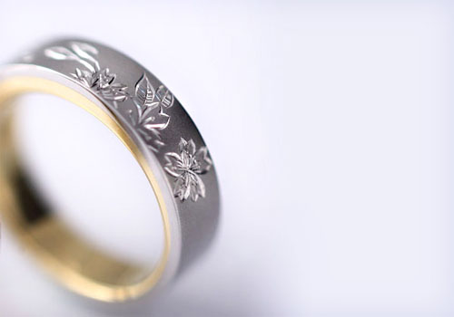 Yu[結]- Pt900・K18 Japanese Engraving Ring | SHINKO STUDIO