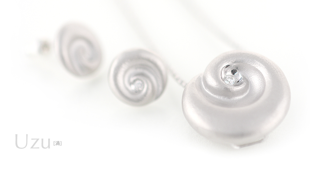 Uzu [渦] Silver 925 Diamond Pendant, Earrings / modern contemporary japanese designers jewelry SHINKO STUDIO