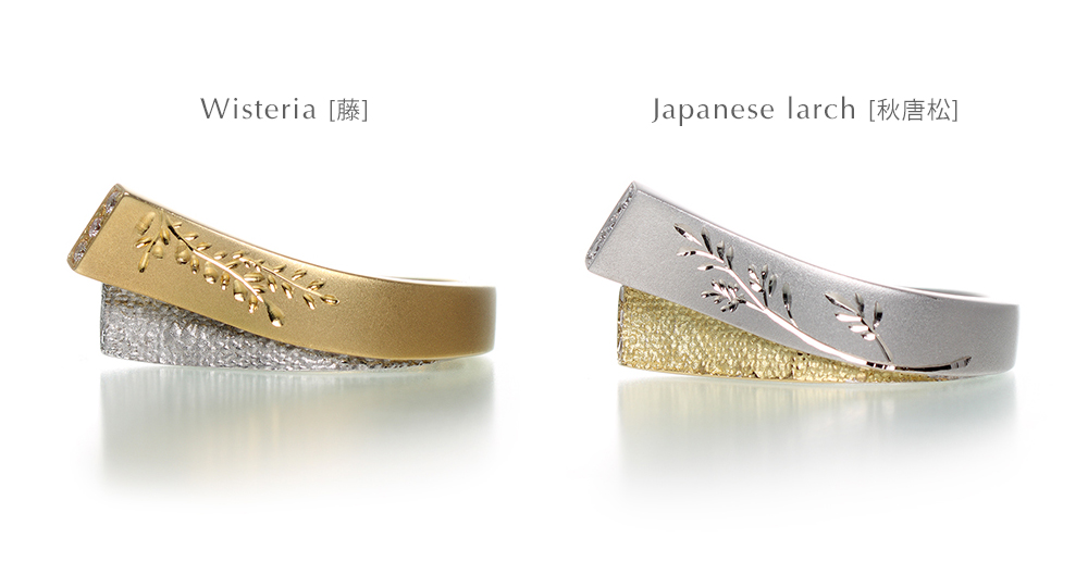 Yuki[結城] K18YG WG Diamonds Japanese Engraving Ring シンコーストゥディオ SHINKO STUDIO
