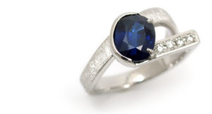 Pt Sapphire ring custom made