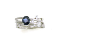Pt900 sapphire & Diamonds Ring SHINKO STUDIO Custom order
