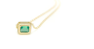 K18YG Emerald Pendant Custom Made jewelry SHINKO STUDIO