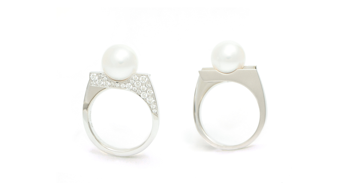 Pt Akoya Pearl Diamonds Ring Custom order SHINKO STUDIO