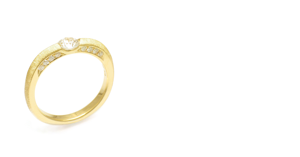 K18 Diamonds Ring with setting  diamonds on the side SHINKO STUDIO Custom Order
