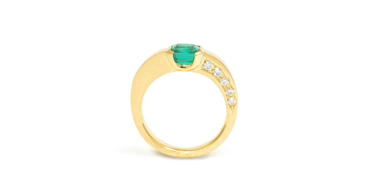 K18YG Emerald Ring Bespoke Custom Order SHINKO STUDIO