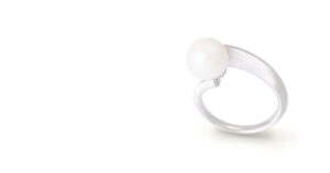 Pt950 Pearl Ring Bespoke - with Japanese Tagane Texture