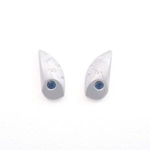 Sterling Silver Sapphire Earrings with Japanese Engraving Bespoke