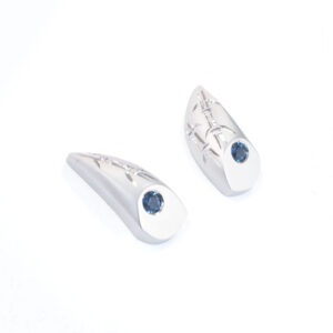 Sterling Silver Sapphire Earrings with Japanese Engraving Bespoke