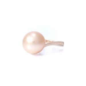 18K South Sea Pearl Ring & Pt950 Stacking Ring Set Bespoke