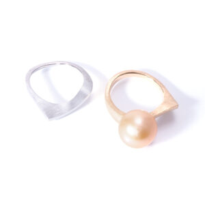 18K South Sea Pearl Ring & Pt950 Stacking Ring Set Bespoke