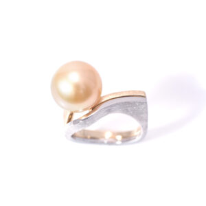 18K South Sea Pearl Ring & Pt950 Stacking Ring Set Bespoke