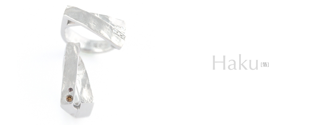 Haku Leaf- Sterling Silver 925 Diamonds Ring / modern contemporary japanese designers jewelry SHINKO STUDIO