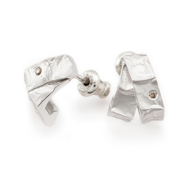 Haku[箔] : Sterling Silver Diamonds Earrings