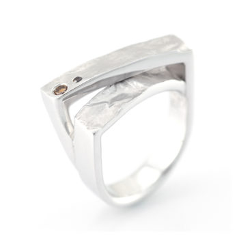 Haku[箔] : Leaf- Sterling Silver Diamonds Ring SHINKOSTUDIO