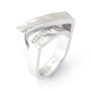 Haku[箔] : Leaf- Sterling Silver Diamonds Ring SHINKOSTUDIO